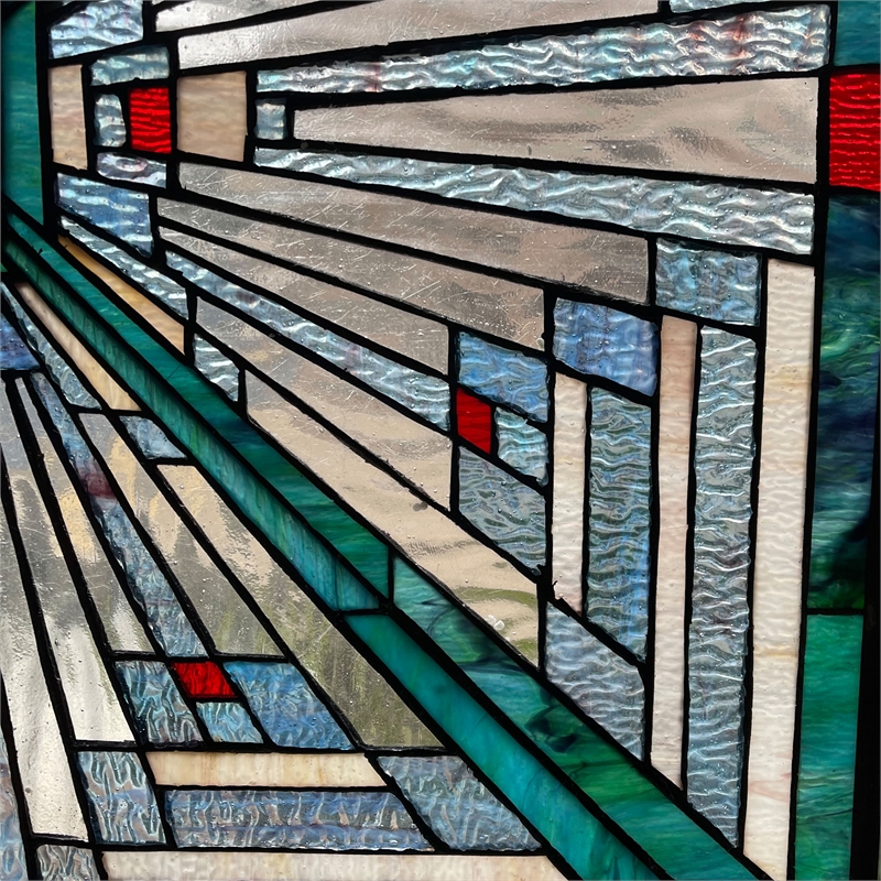Pemberly Row Mission Glass/Copper Window Panel in Multi-Color