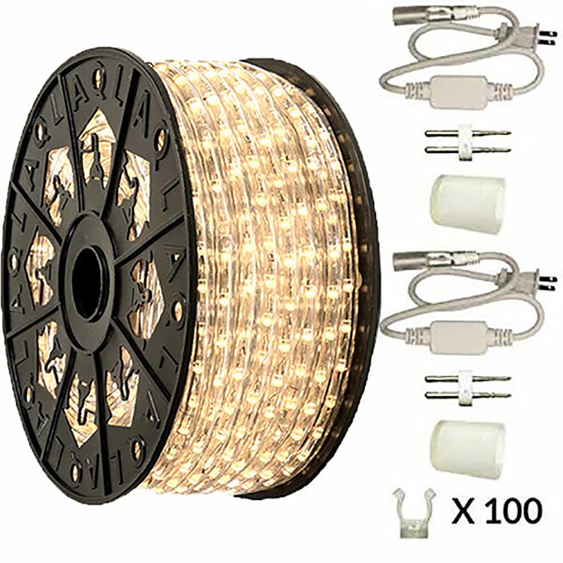 Pemberly Row Premium Plastic LED Rope Light Kit with Waterproof in Warm White