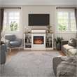 Pemberly Row Electric Fireplace Mantel & Bookcase - Plaster & Walnut