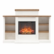 Pemberly Row Electric Fireplace Mantel & Bookcase - Plaster & Walnut