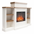 Pemberly Row Electric Fireplace Mantel & Bookcase - Plaster & Walnut