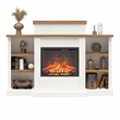 Pemberly Row Electric Fireplace Mantel & Bookcase - Plaster & Walnut