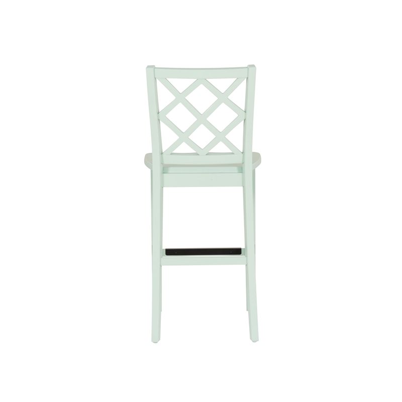 Pemberly Row Sturdy Lattice Back Counter Stool in Crisp Mint Green Finish