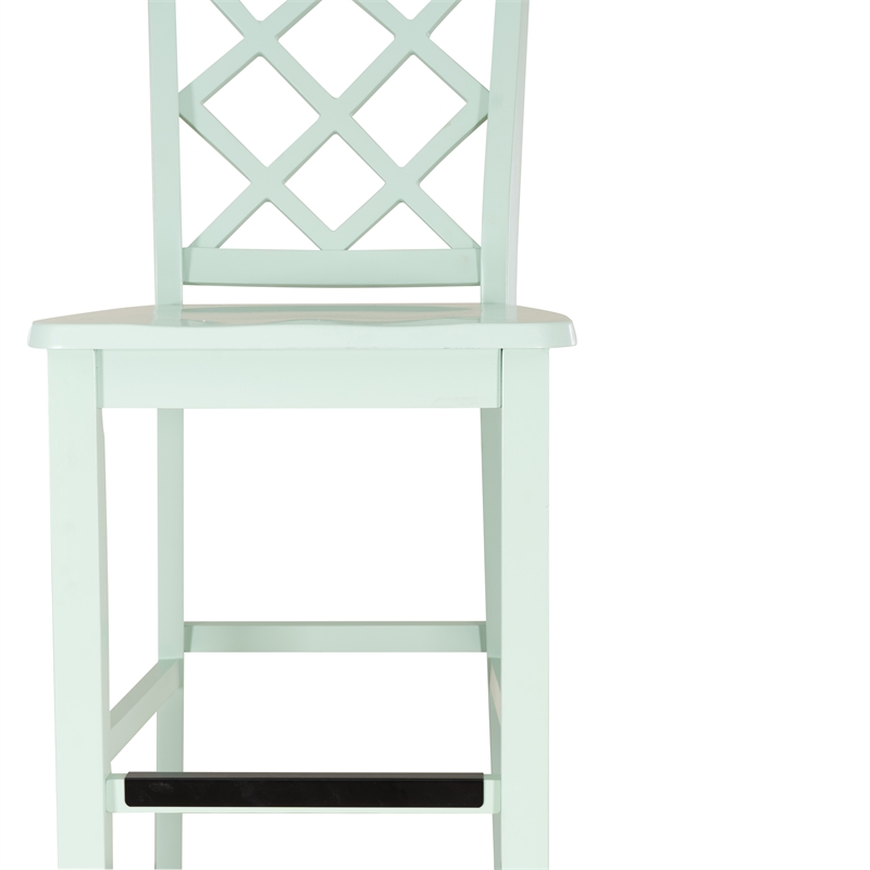 Pemberly Row Sturdy Lattice Back Counter Stool in Crisp Mint Green Finish