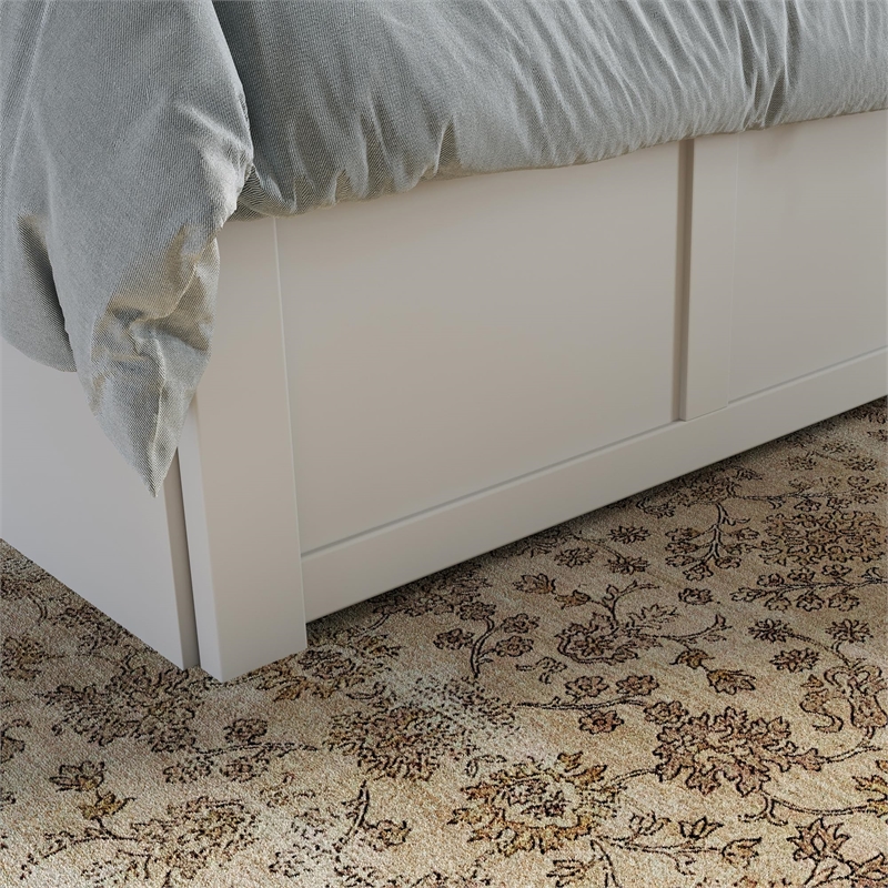 Pemberly Row Solid Wood Twin Size Platform Bed with Twin Trundle in White