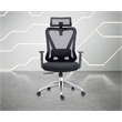 Pemberly Row Mesh Fabric Office Chair with Headrest & Lumbar Support in Black