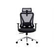 Pemberly Row Mesh Fabric Office Chair with Headrest & Lumbar Support in Black