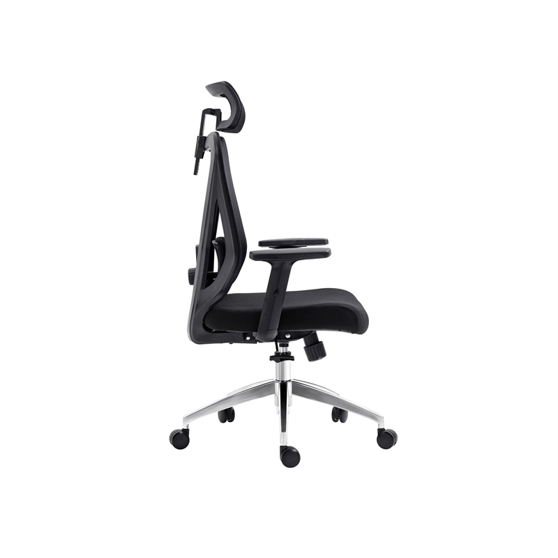 Pemberly Row Mesh Fabric Office Chair with Headrest & Lumbar Support in Black