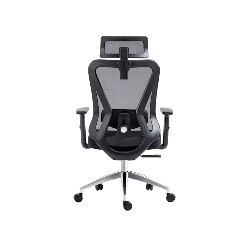 Pemberly Row Mesh Fabric Office Chair with Headrest & Lumbar Support in Black