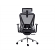 Pemberly Row Mesh Fabric Office Chair with Headrest & Lumbar Support in Black