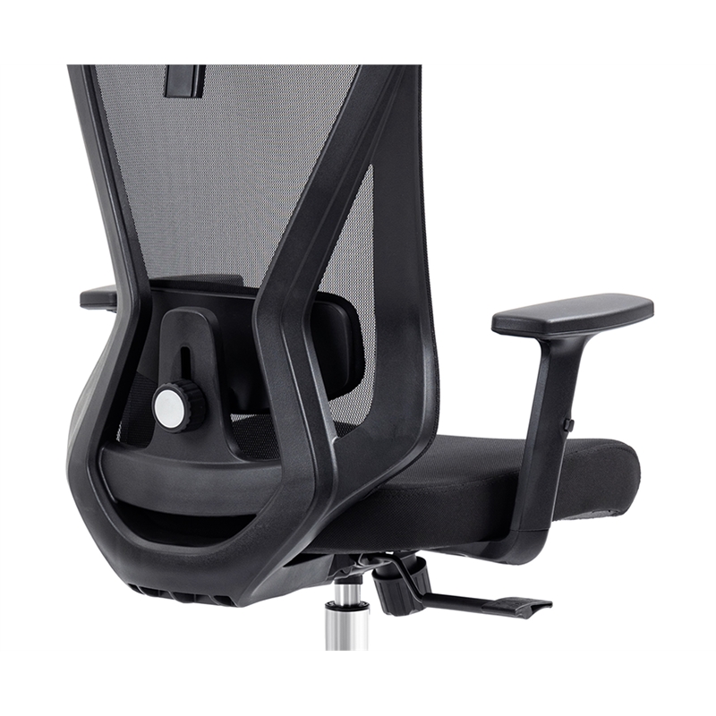 Pemberly Row Mesh Fabric Office Chair with Headrest & Lumbar Support in Black