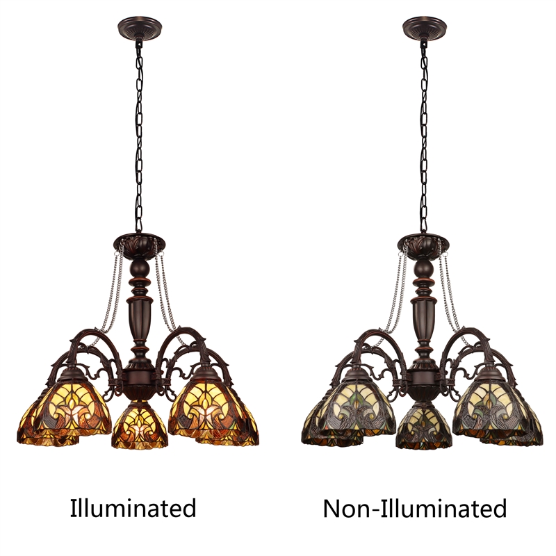 Pemberly Row 5-Light Victorian Glass Chandelier in Multi-Color