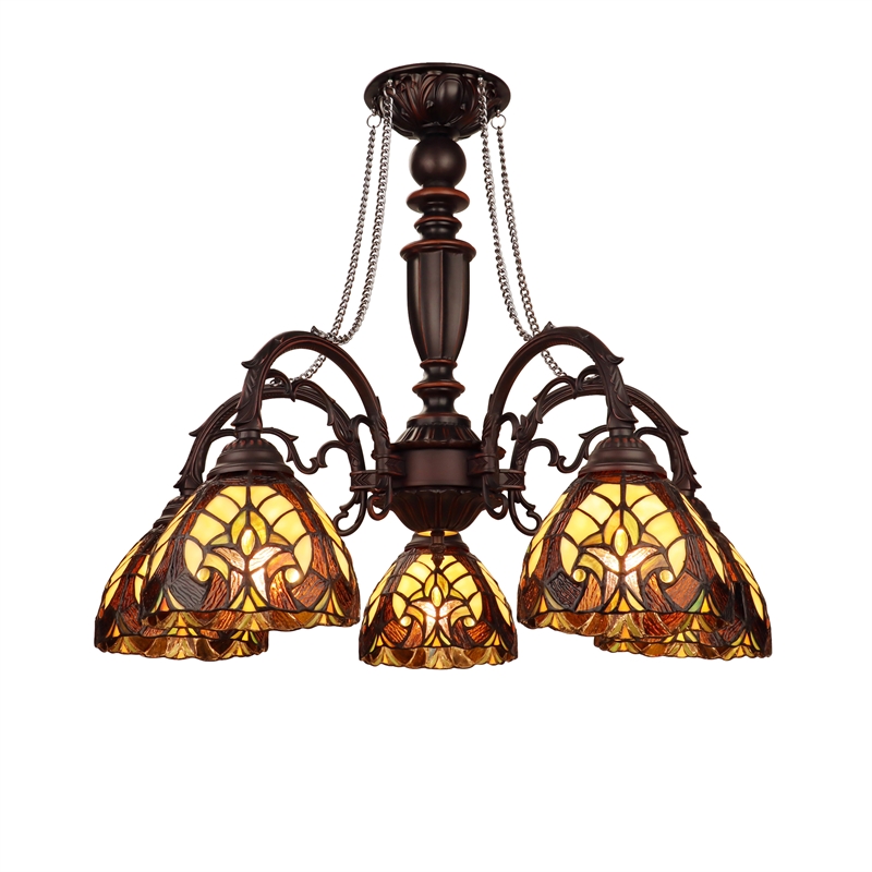 Pemberly Row 5-Light Victorian Glass Chandelier in Multi-Color