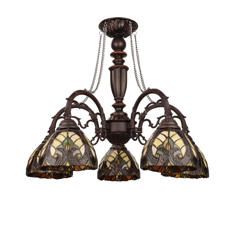 Pemberly Row 5-Light Victorian Glass Chandelier in Multi-Color