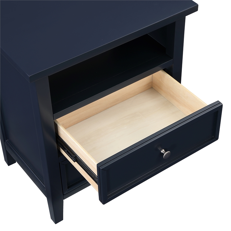 Pemberly Row Contemporary Midnight Blue Wood 2-drawer Nightstand
