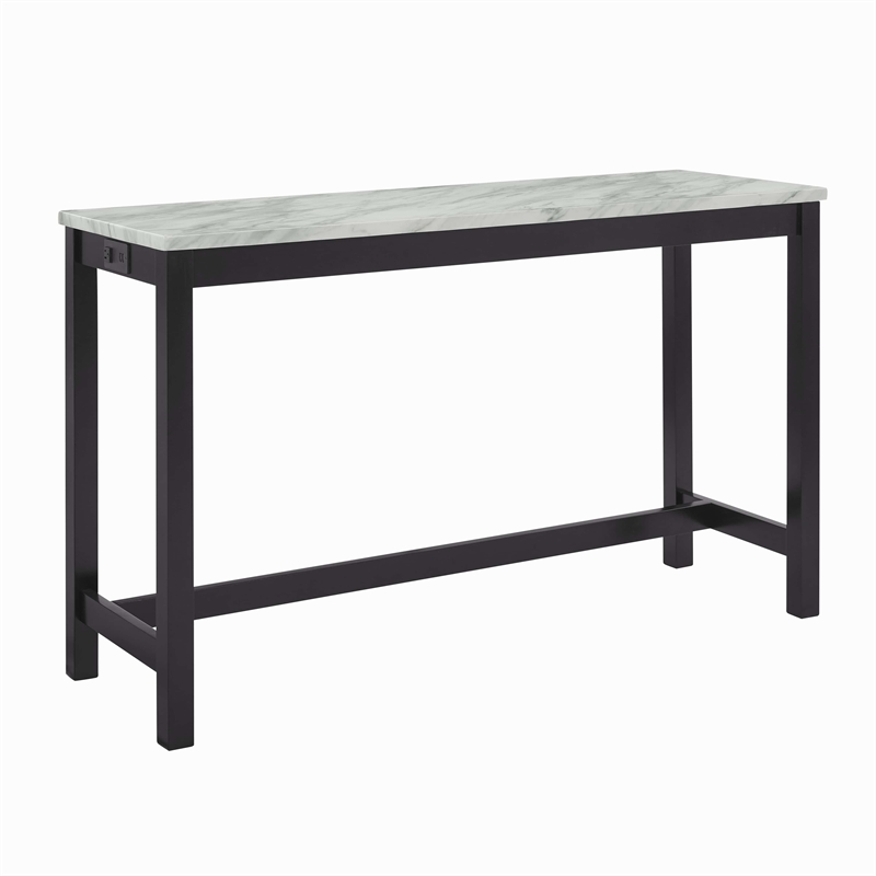 Pemberly Row Modern 4-Piece Faux Marble & Wood Bar Set in Black