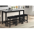 Pemberly Row Modern 4-Piece Faux Marble & Wood Bar Set in Black