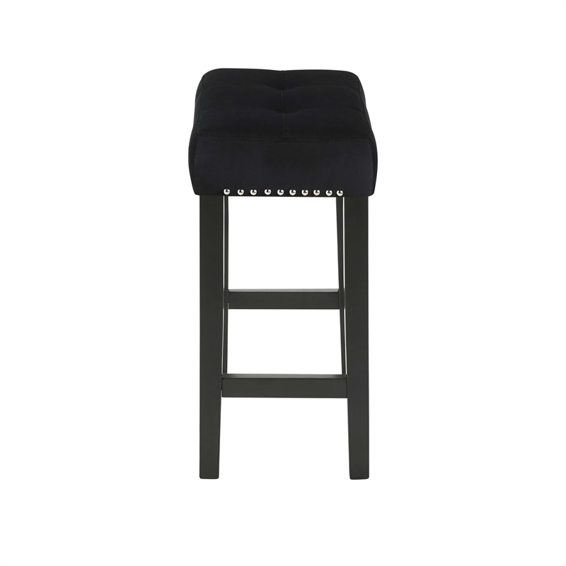 Pemberly Row Modern 4-Piece Faux Marble & Wood Bar Set in Black
