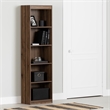 Pemberly Row Modern 5-Shelf Narrow Bookcase & Bookshelf in Natural Walnut