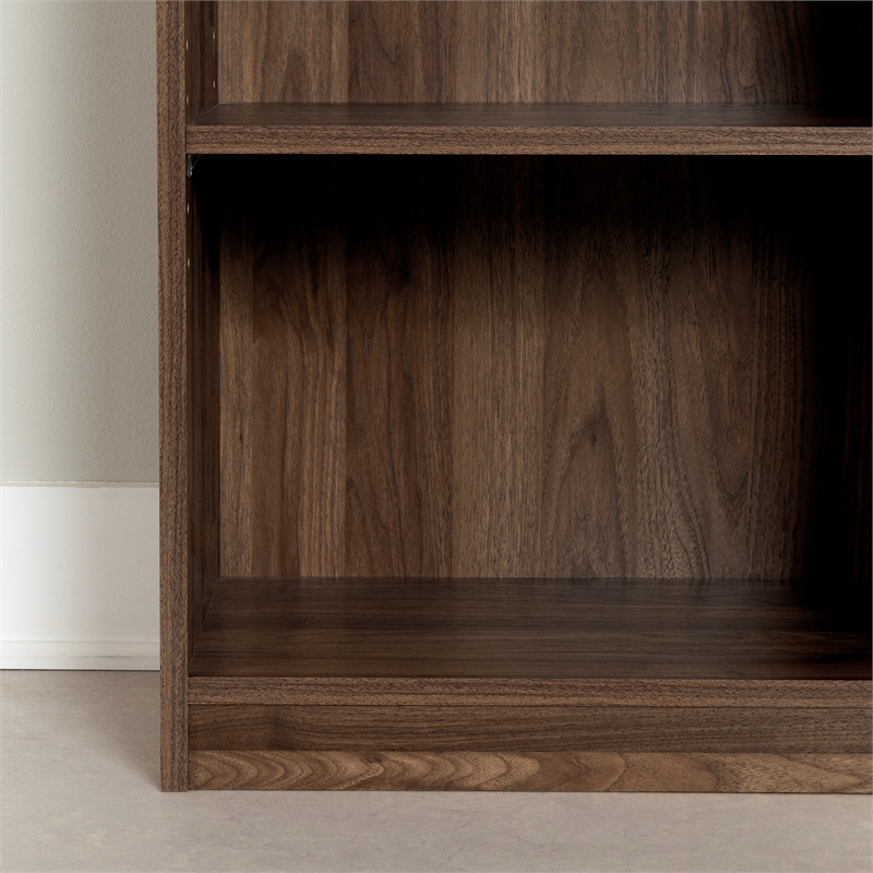 Pemberly Row Modern 5-Shelf Narrow Bookcase & Bookshelf in Natural Walnut