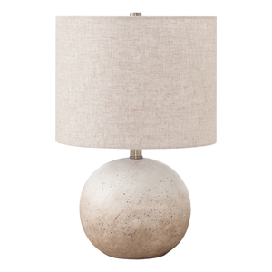 Pemberly Row 20&quot Concrete Stone Table Lamp with Drum Shade in Beige