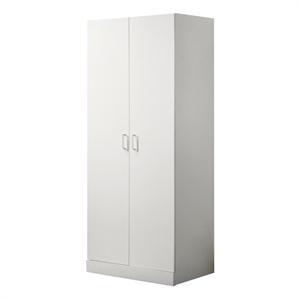 Pemberly Row White Engineered Wood Double Door Wardrobe Cabinet Armoire