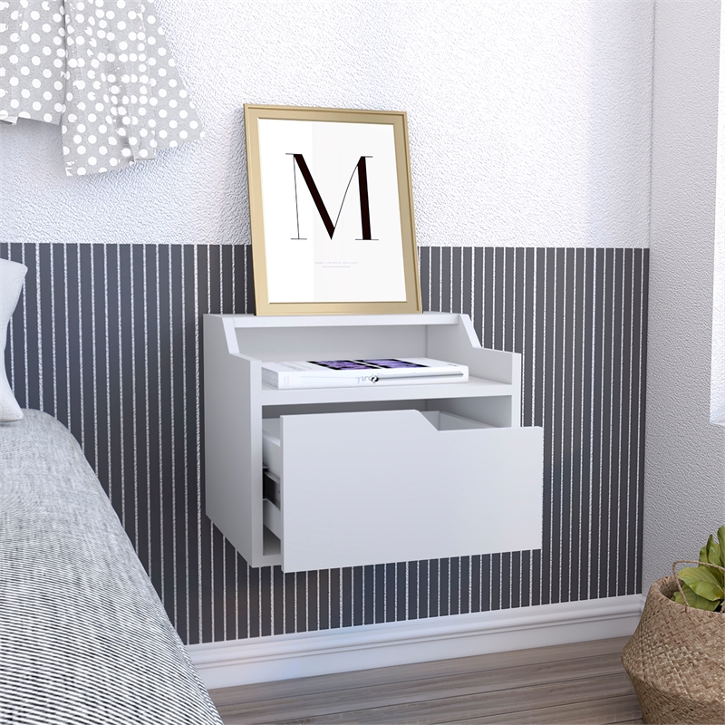 Pemberly Row Modern 1-Drawer Engineered Wood Nightstand in White