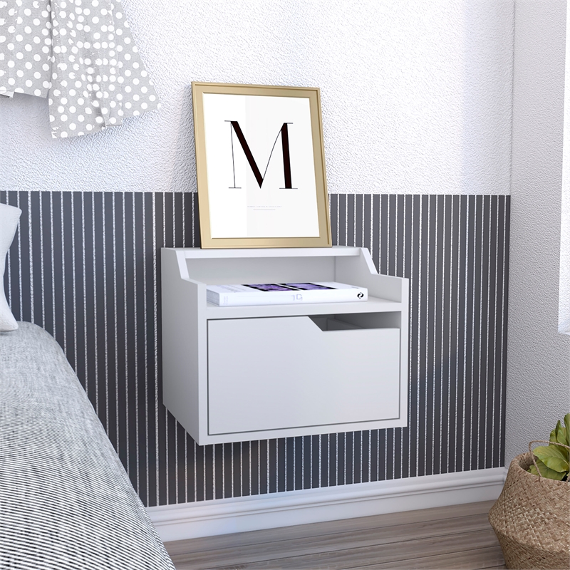Pemberly Row Modern 1-Drawer Engineered Wood Nightstand in White