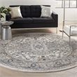 Pemberly Row 10' x Round Ivory Gray Fabric Farmhouse Area Rug (10' Round)