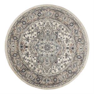 Pemberly Row 10' x Round Ivory Gray Fabric Farmhouse Area Rug (10' Round)