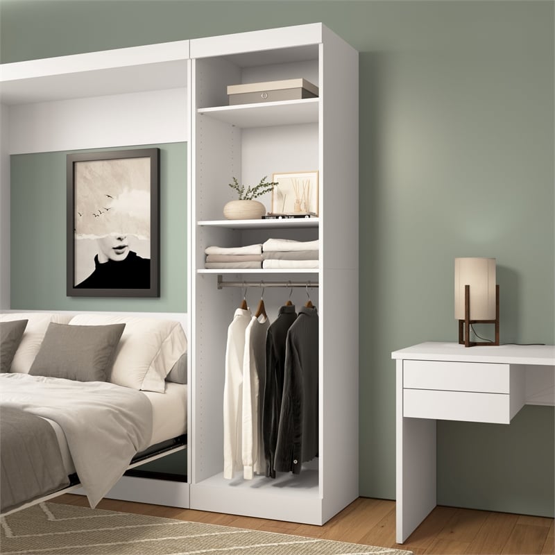 Pemberly Row 25W Contemporary Engineered Wood Closet Organizer in White