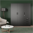 Pemberly Row Engineered Wood Wardrobe Armoire Closet in Black