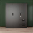 Pemberly Row Engineered Wood Wardrobe Armoire Closet in Black