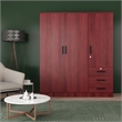 Pemberly Row Engineered Wood Wardrobe Armoire Closet in Mahogany