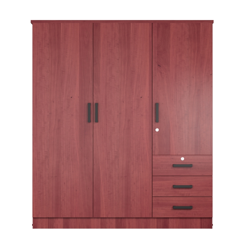 Pemberly Row Engineered Wood Wardrobe Armoire Closet in Mahogany