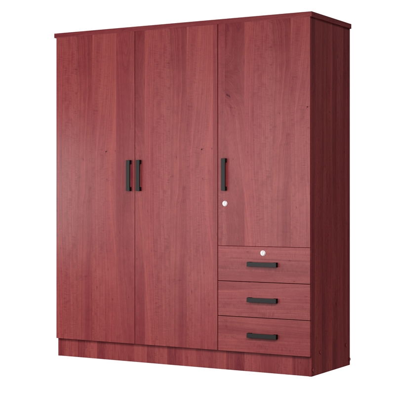 Pemberly Row Engineered Wood Wardrobe Armoire Closet in Mahogany