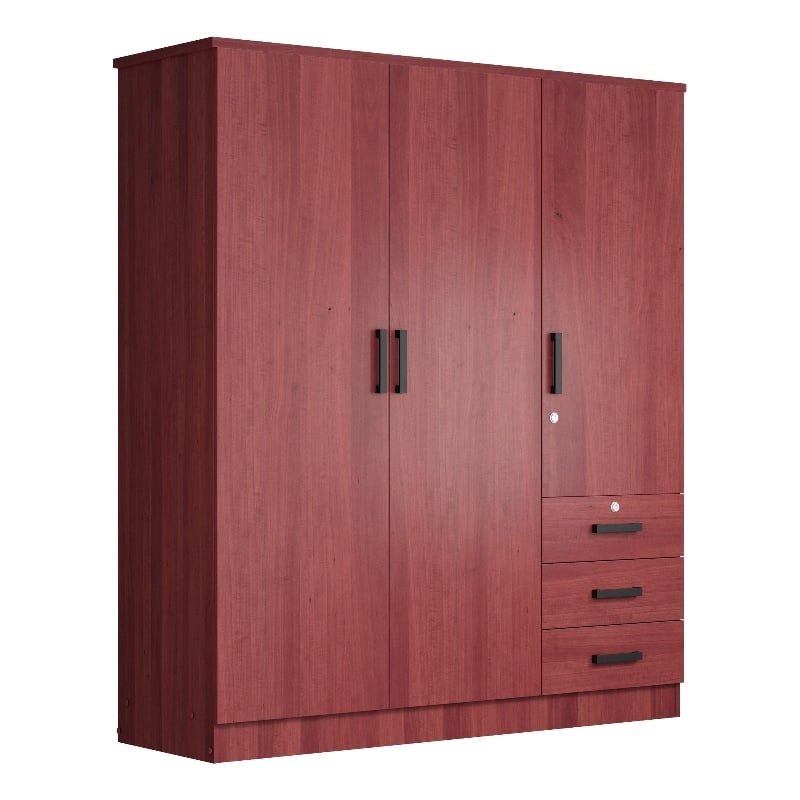 Pemberly Row Engineered Wood Wardrobe Armoire Closet in Mahogany