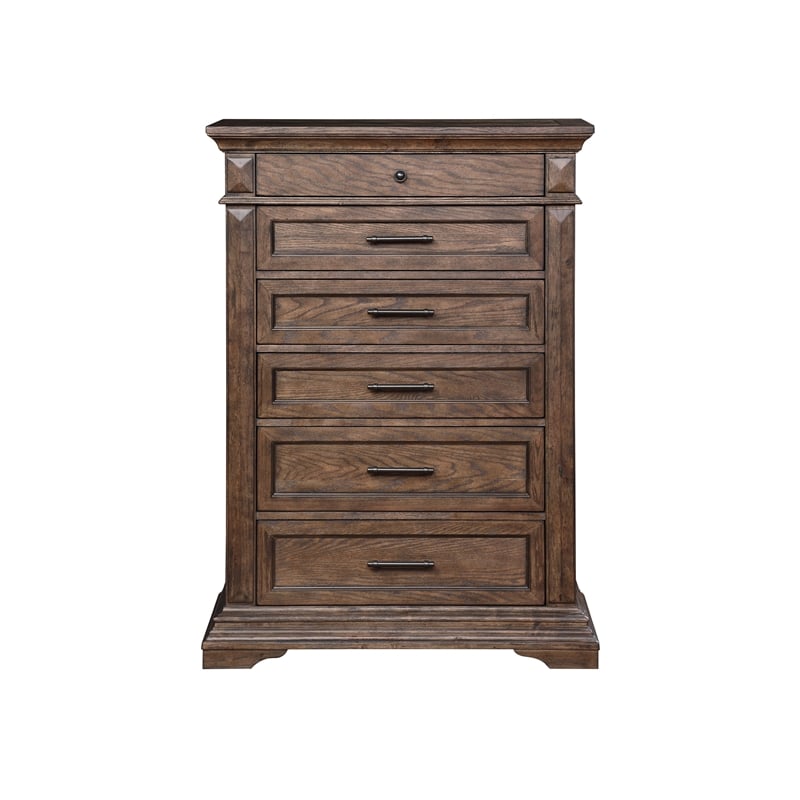 Pemberly Row 4-Piece Wood King Bedroom Set with Chest in Walnut
