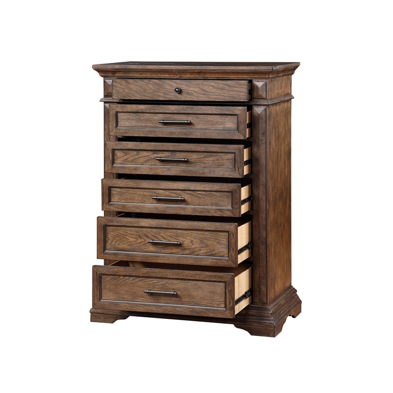 Pemberly Row 4-Piece Wood King Bedroom Set with Chest in Walnut