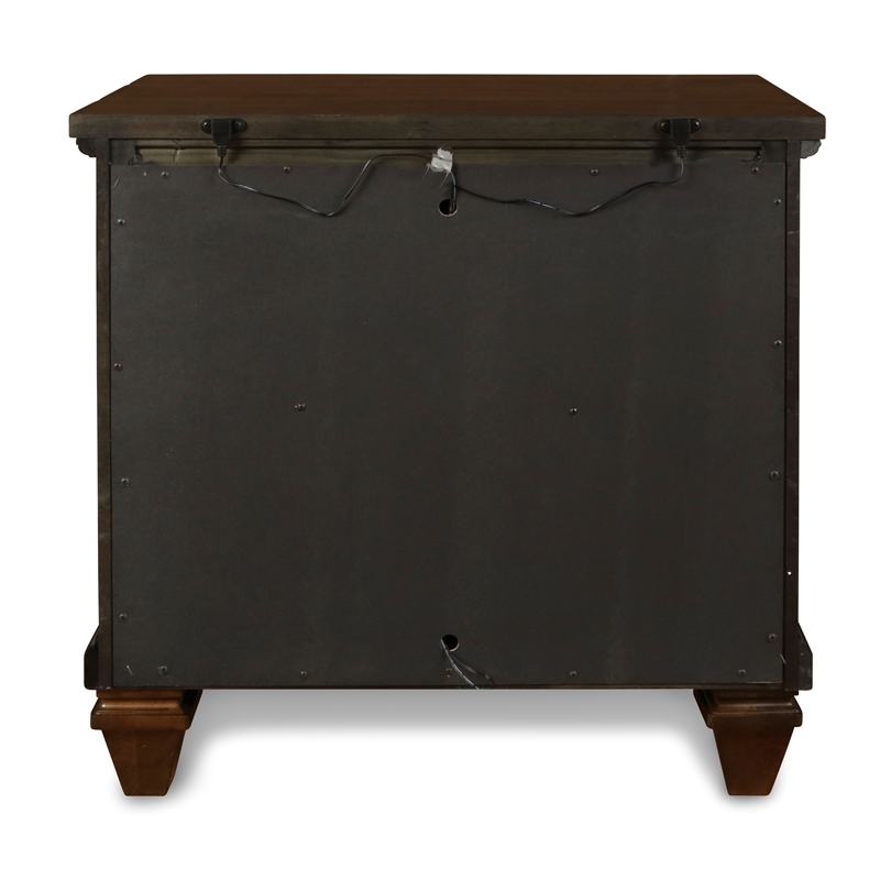 Pemberly Row Contemporary 2-Drawer Wood Nightstand in Walnut