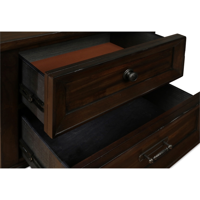 Pemberly Row Contemporary 2-Drawer Wood Nightstand in Walnut
