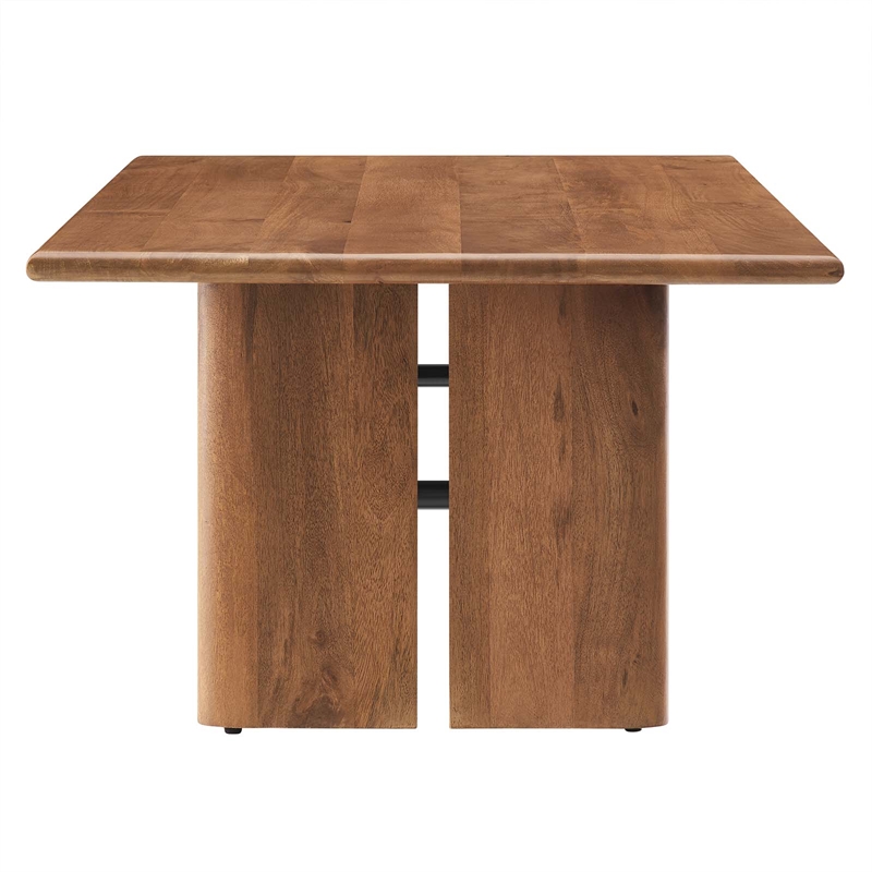 Pemberly Row Modern Wood Coffee Table with Adjustable Foot Pads in Walnut
