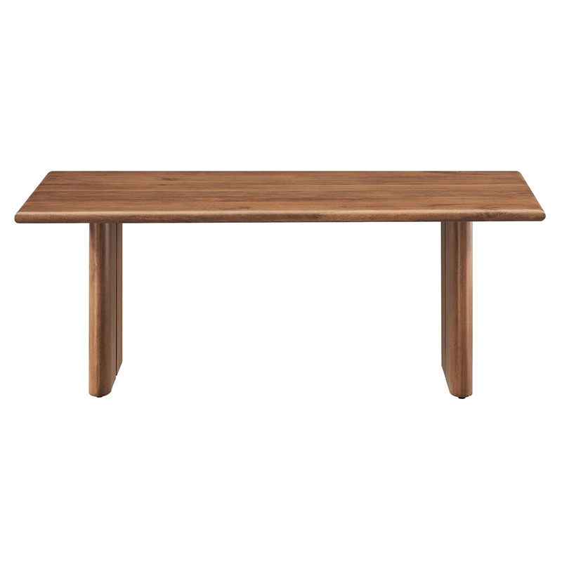 Pemberly Row Modern Wood Coffee Table with Adjustable Foot Pads in Walnut