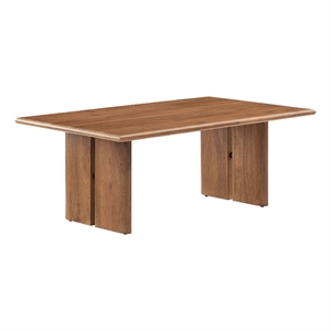 Pemberly Row Modern Wood Coffee Table with Adjustable Foot Pads in Walnut