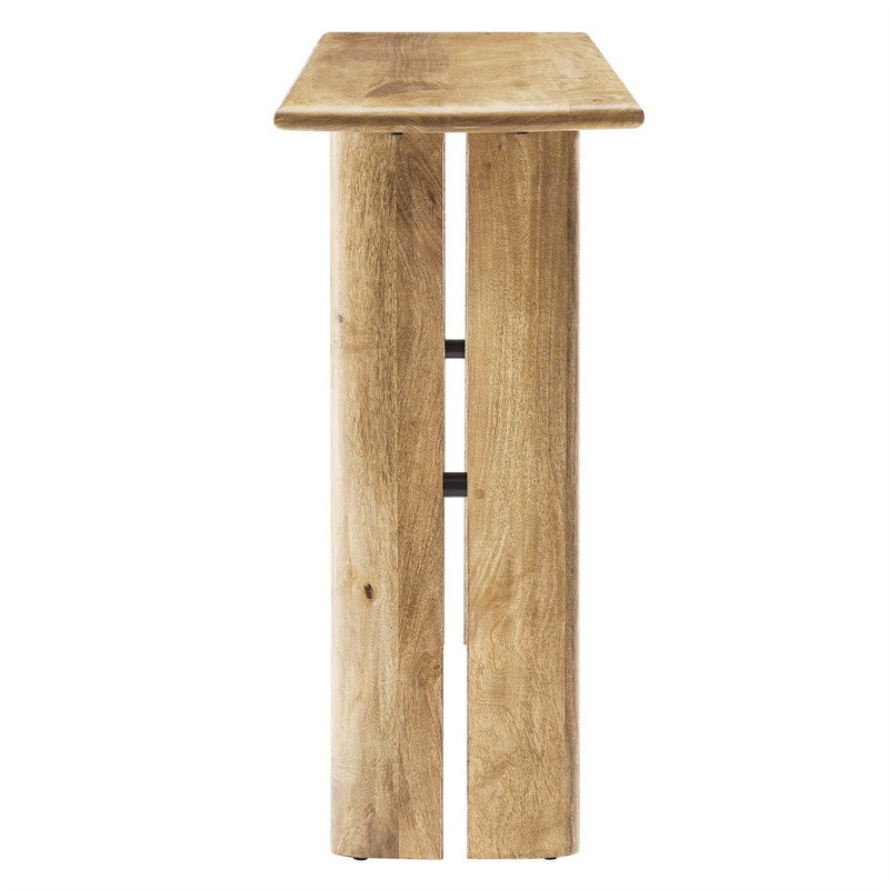 Pemberly Row Wood Console Table with Adjustable Foot Pads in Oak