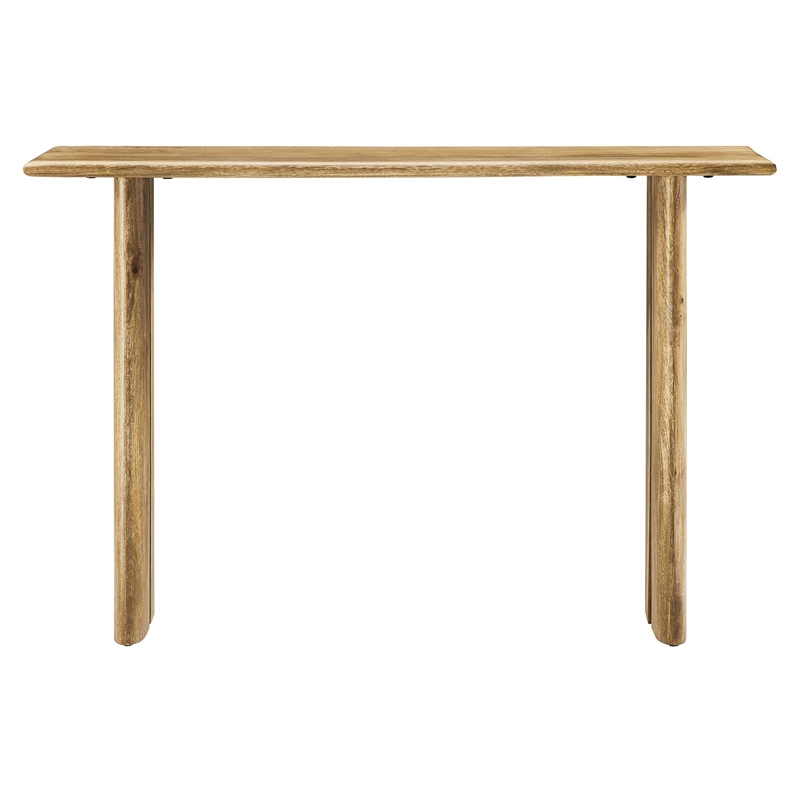 Pemberly Row Wood Console Table with Adjustable Foot Pads in Oak