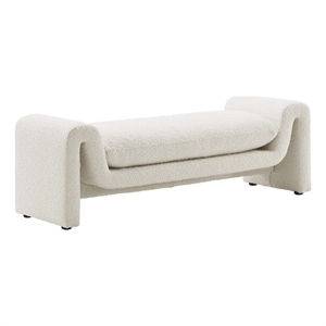 Pemberly Row 17&quot Upholstered Modern Boucle Fabric Bench in Ivory