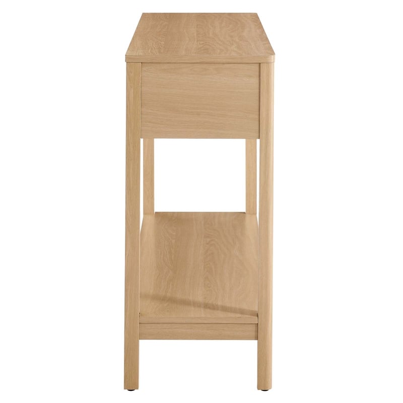Pemberly Row Contemporary Wood Entryway Console Table in Oak