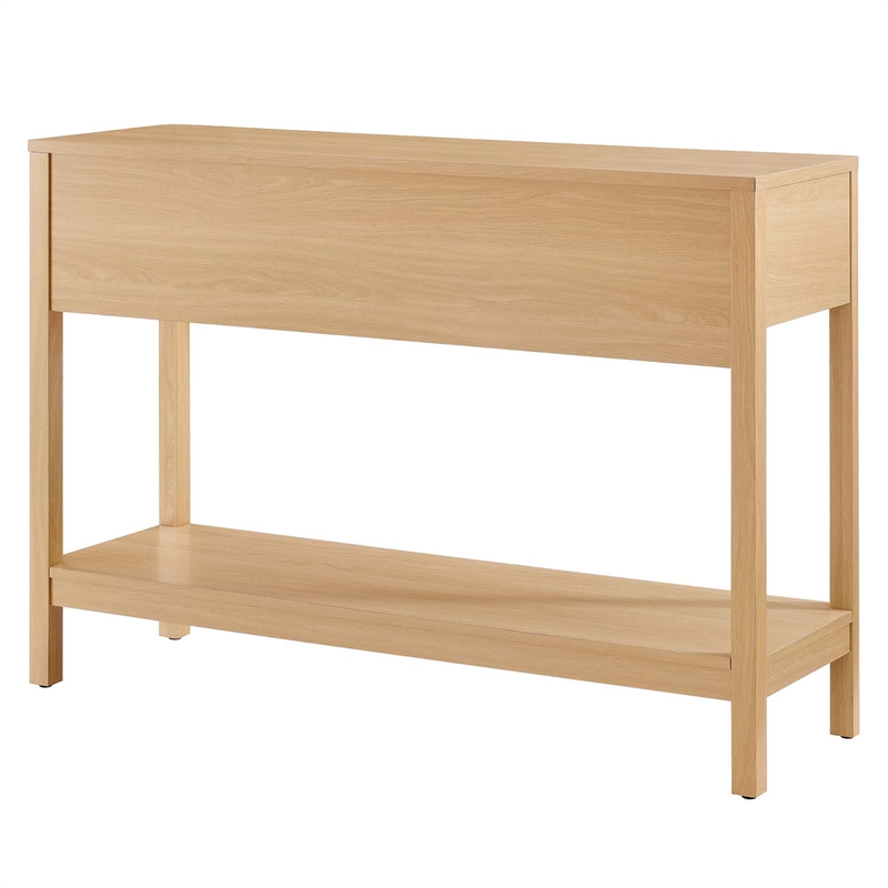Pemberly Row Contemporary Wood Entryway Console Table in Oak