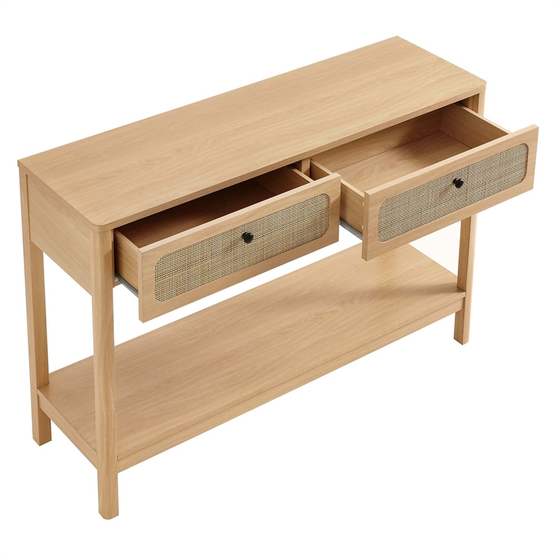 Pemberly Row Contemporary Wood Entryway Console Table in Oak